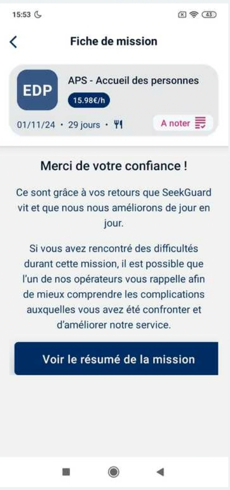 Écran de validation de la carte professionnelle